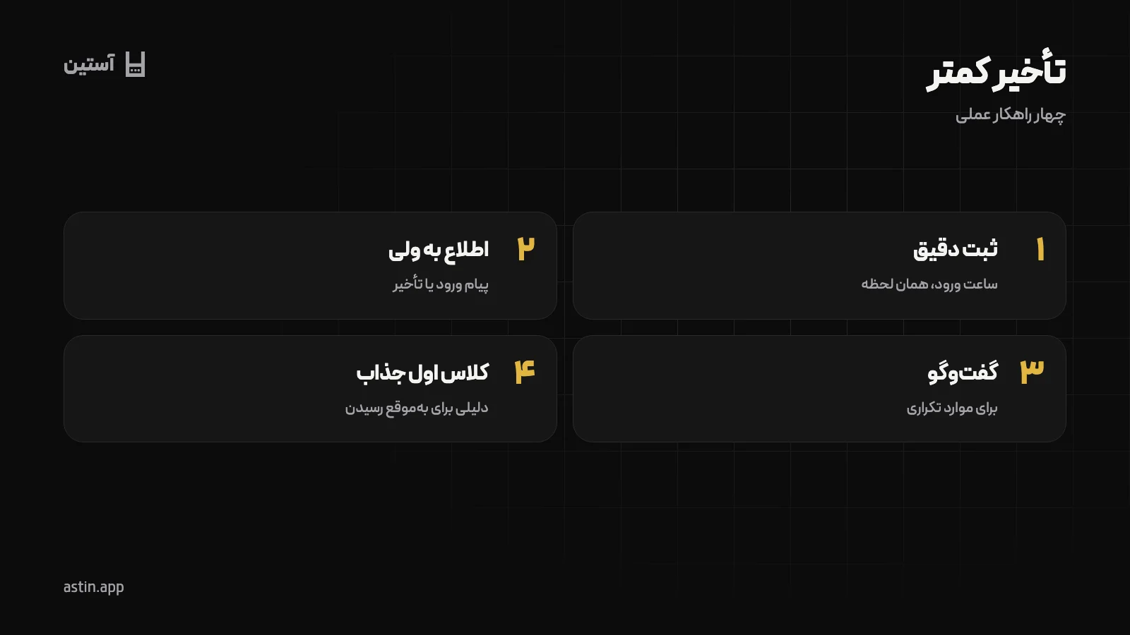 علت‌های تأخیر دانش‌آموزان و راهکارهای مدرسه