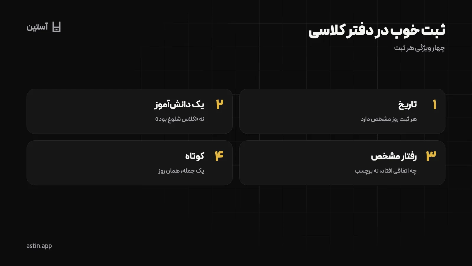 چهار ویژگی یک ثبت خوب در دفتر مدیریت کلاسی